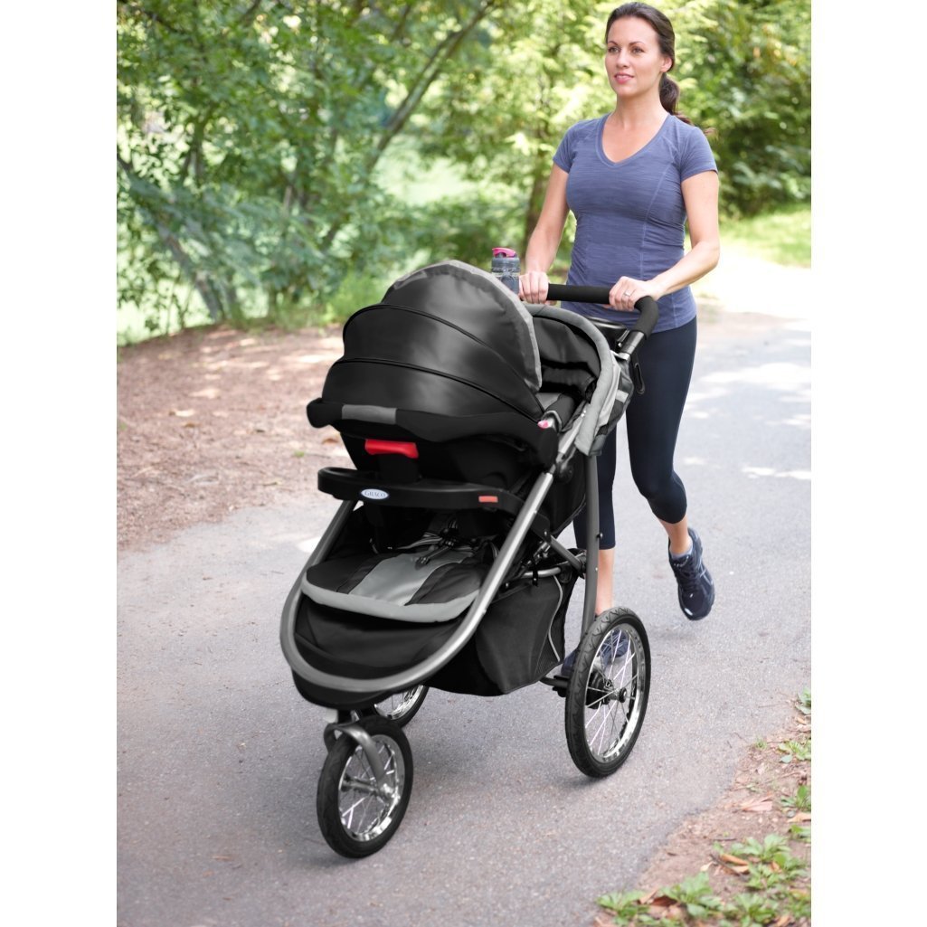 Graco Fastaction Fold Jogger Click Connect Stroller and click connect in motion