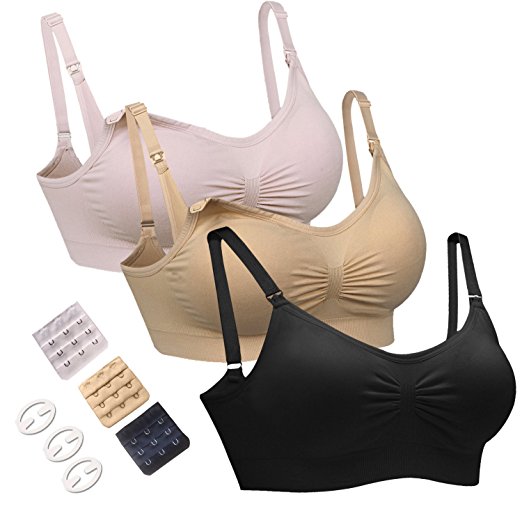 Hofish 3pack full bust breastfeeding bras in 3 colours